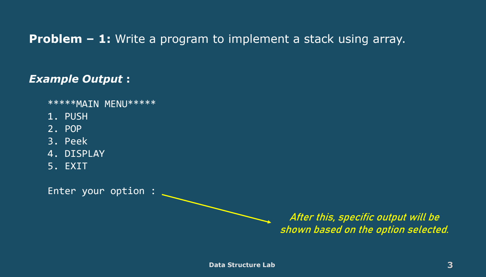 Solved Problem - 1: Write a program to implement a stack | Chegg.com