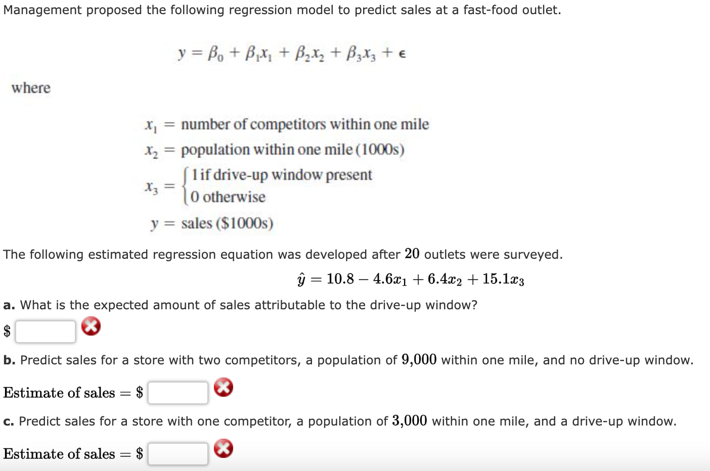 Solved Management Proposed The Following Regression Model To Chegg Com   PhpdbtaZ5