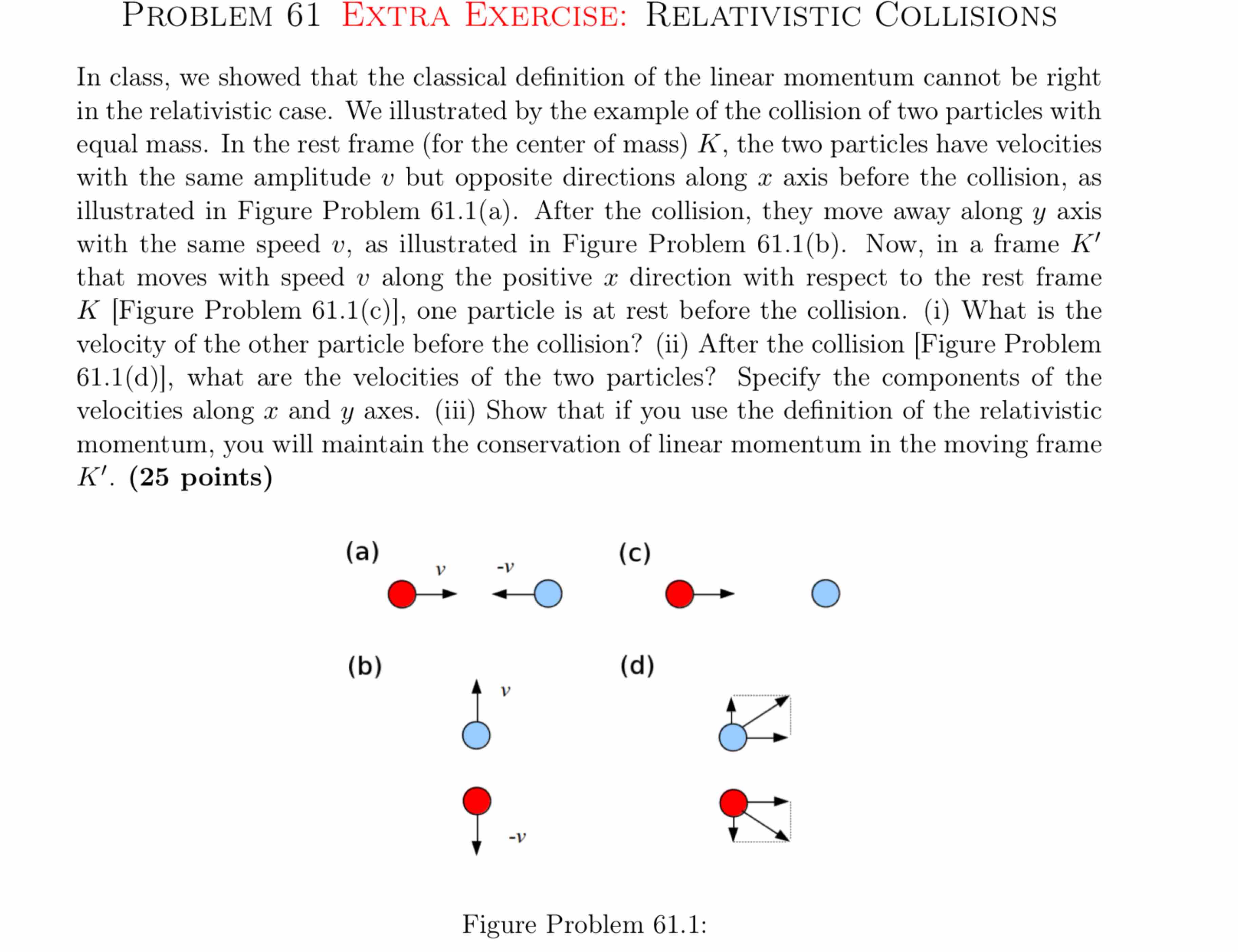 Solved PROBLEM 61 ﻿EXTRA EXERCISE: RELATIVISTIC COLLISIONSIn | Chegg.com