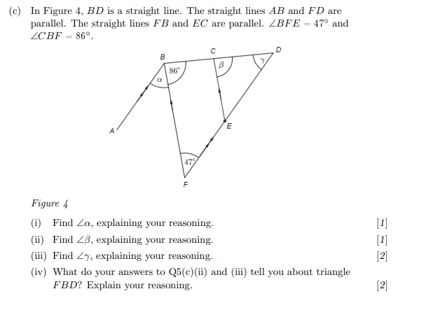 Solved c) In Figure 4,BD is a straight line. The straight | Chegg.com