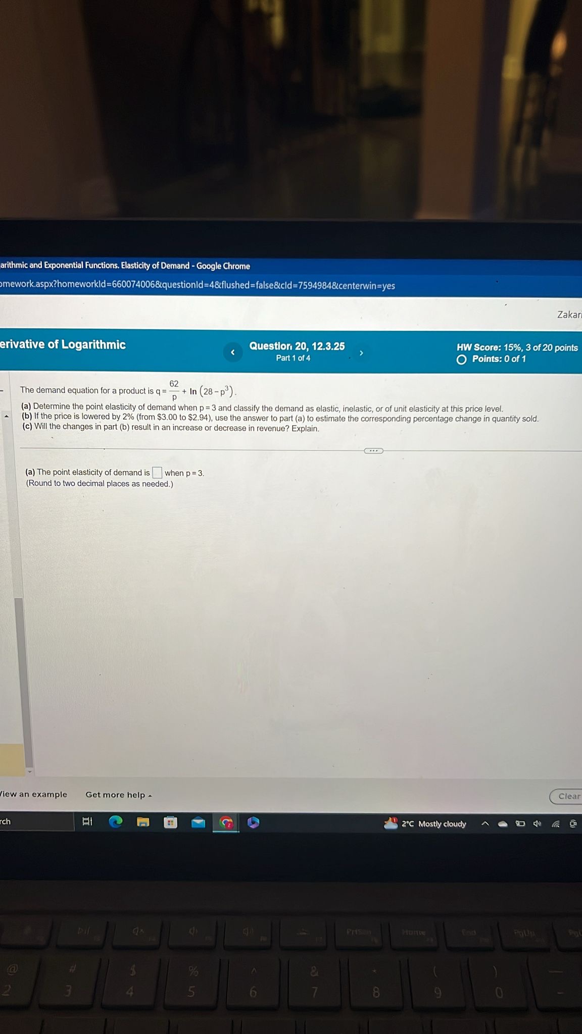 Solved The demand equation for a product is q=p62+ln(28−p3). | Chegg.com