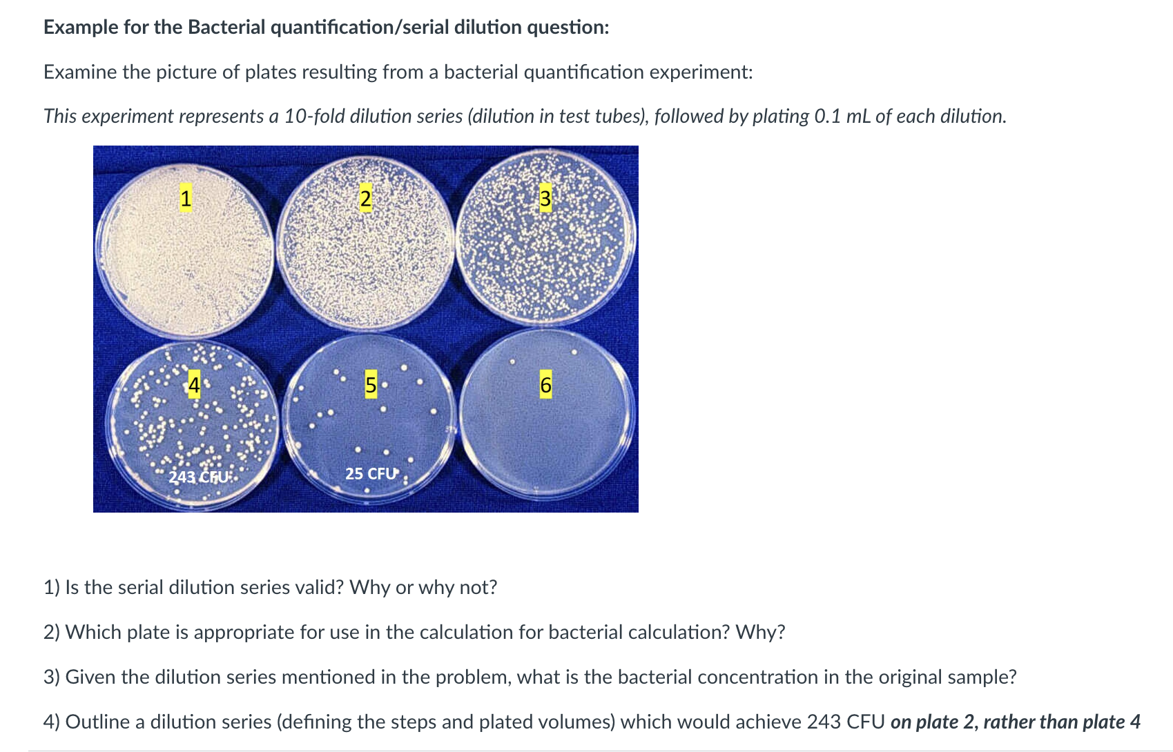 Solved Example for the Bacterial quantification/serial