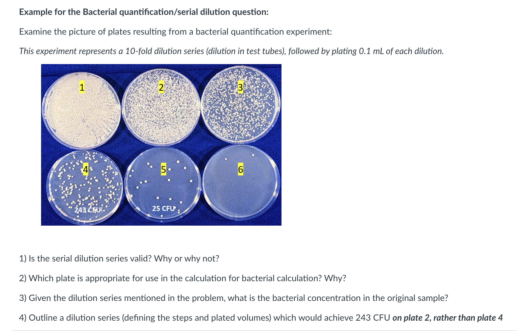 Solved Example For The Bacterial Quantification/serial | Chegg.com