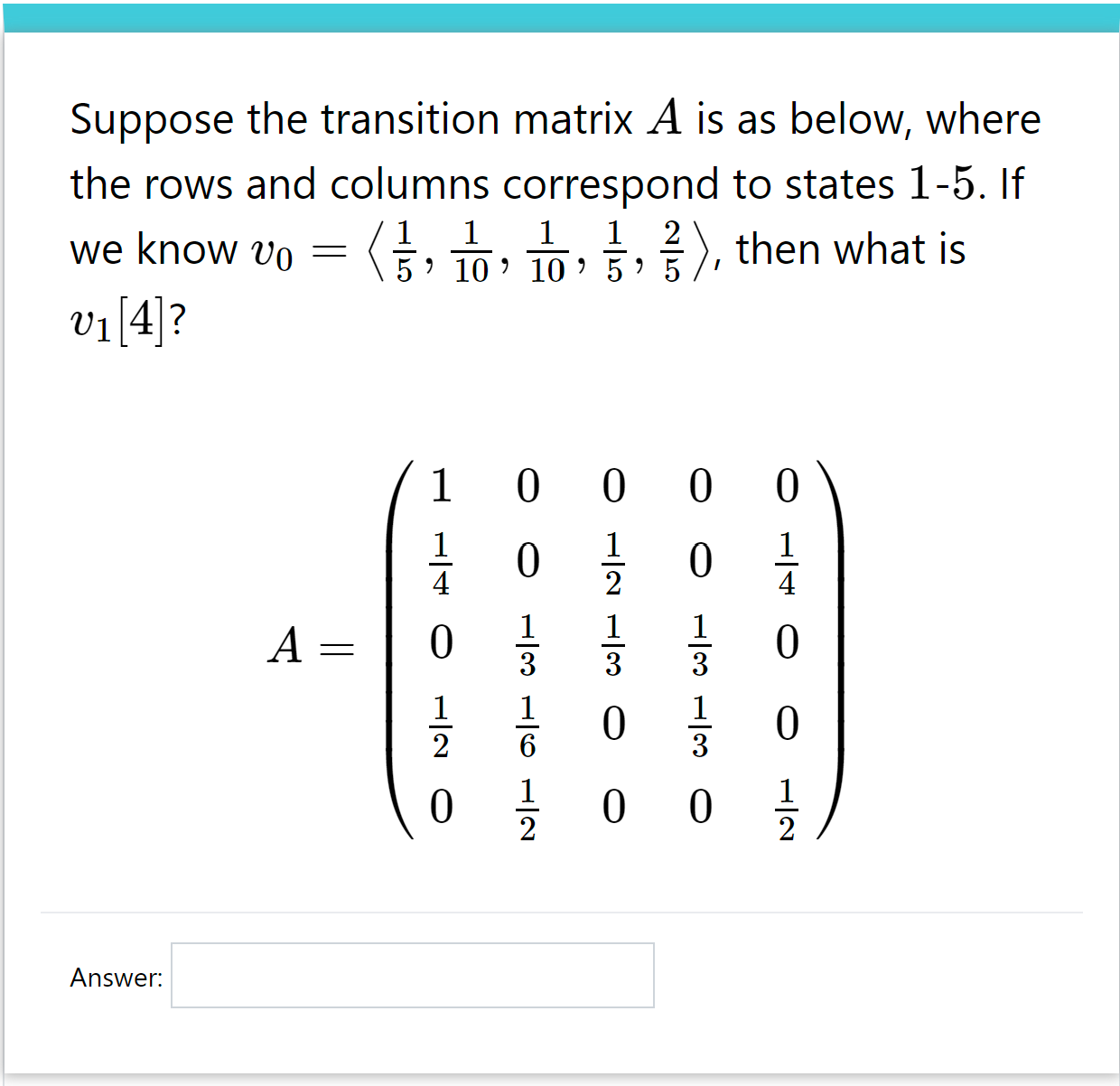 Solved Suppose The Transition Matrix A Is As Below, Where | Chegg.com