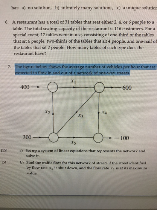 Solved has: a) no solution, b) infinitely many solutions, c) | Chegg.com