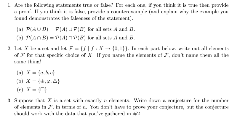 Solved 1. Are The Following Statements True Or False? For | Chegg.com