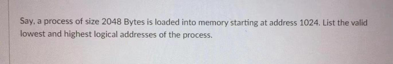 Solved Say, a process of size 2048 Bytes is loaded into | Chegg.com