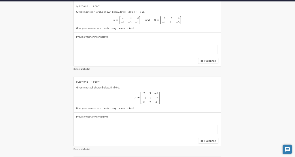 Solved QUESTION 21 POINT Given matrices A and B shown below, | Chegg.com