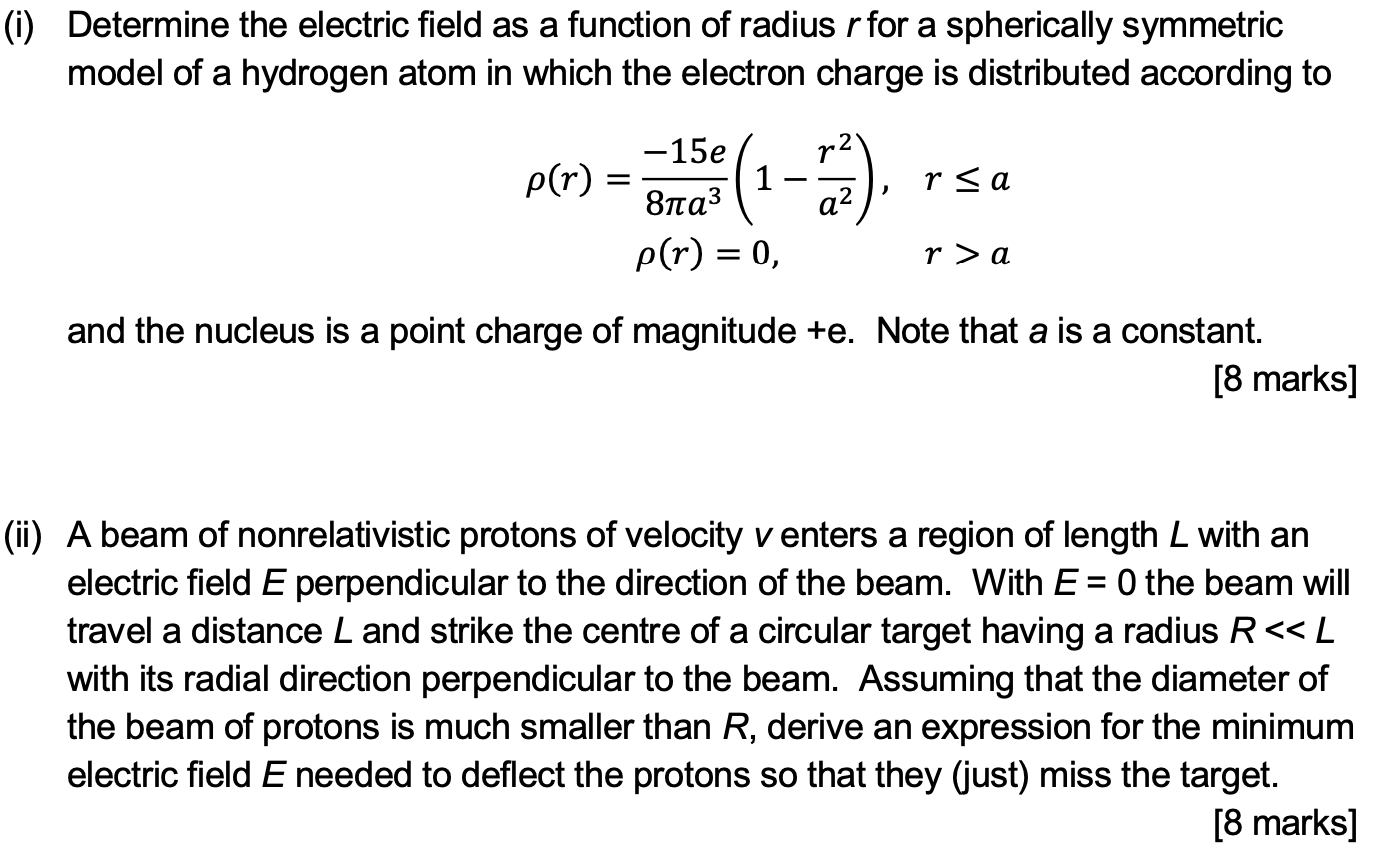 Solved (i) Determine the electric field as a function of | Chegg.com