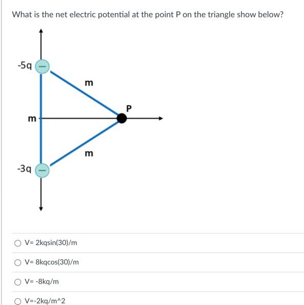 Solved What is the net electric potential at the point P on Chegg com