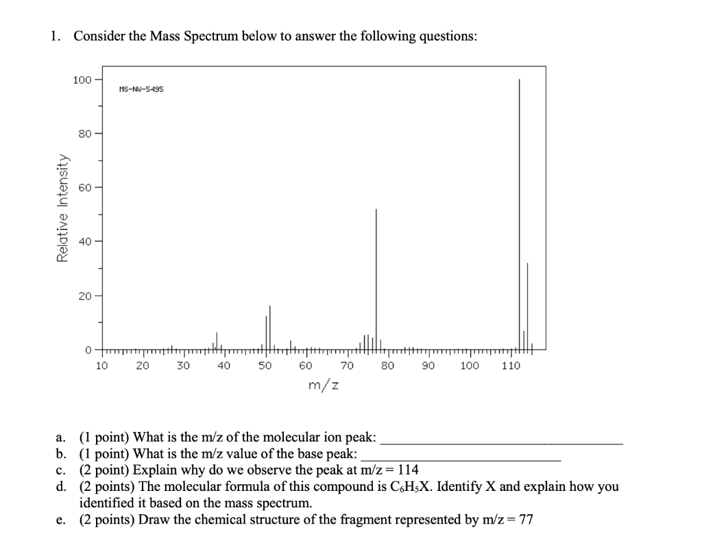 Solved Consider The Mass Spectrum Below To Answer The Chegg Com