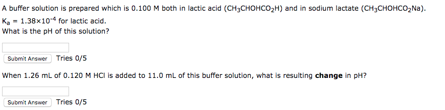 Solved A buffer solution is prepared which is 0.100 M both | Chegg.com