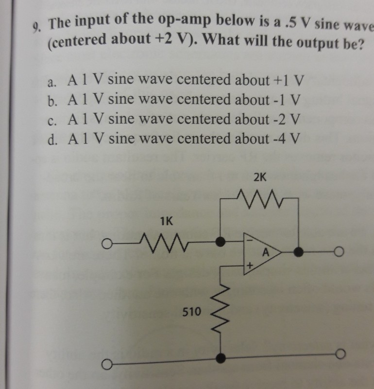 Solved put of the op-amp below is a .5 V sine wave (centered | Chegg.com