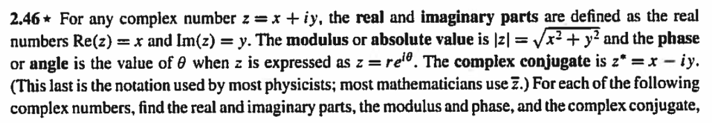 Solved 2.46 For any complex number z-x + iy, the real and | Chegg.com