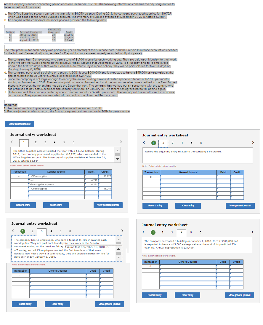 Solved Arnez Company’s annual accounting period ends on