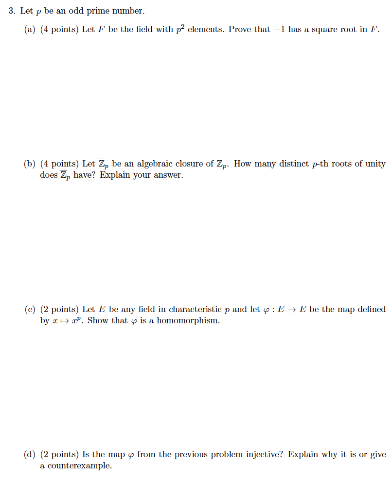 Solved 3. Let P Be An Odd Prime Number. (a) (4 Points) Let F | Chegg.com