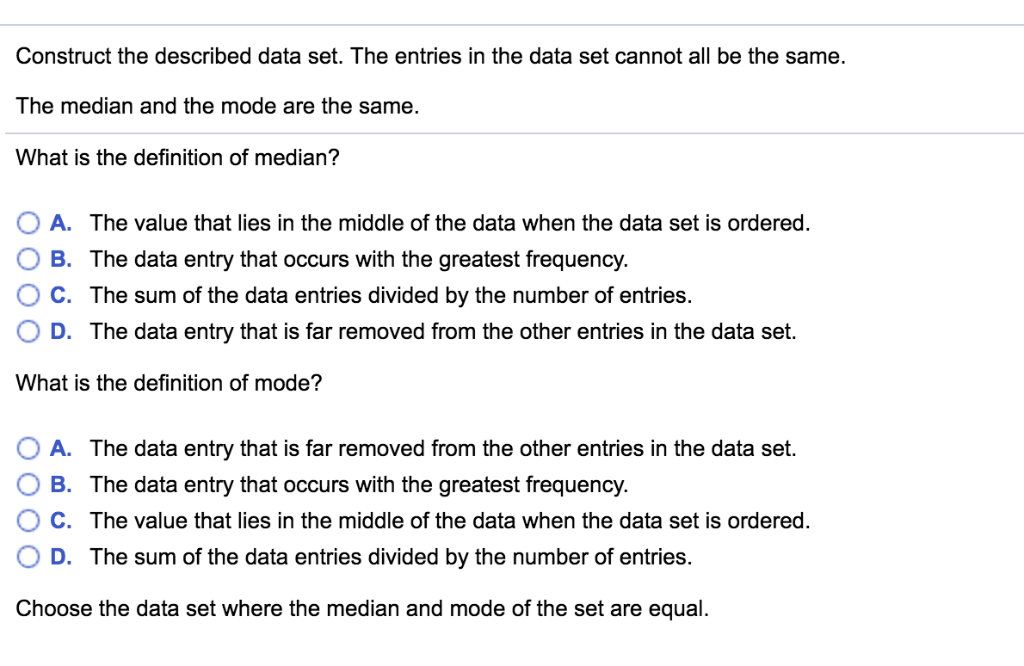 Solved Construct the described data set. The entries in the