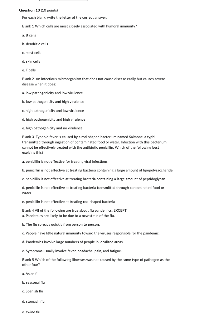 Solved Question 10 (10 points) For each blank, write the | Chegg.com