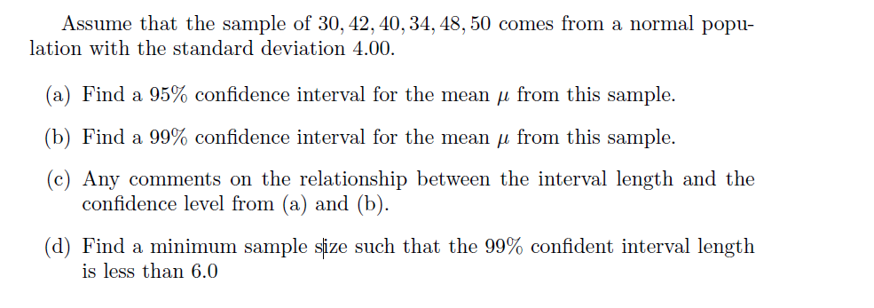 Solved Assume that the sample of 30, 42, 40, 34, 48, 50 | Chegg.com