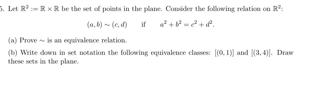 Solved 5. Let R2 := R XR be the set of points in the plane. | Chegg.com