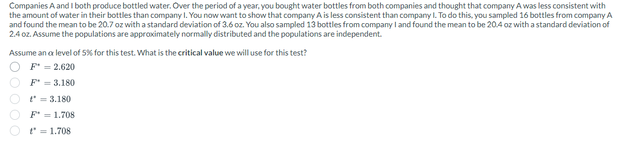 Solved Companies A and I both produce bottled water. Over | Chegg.com