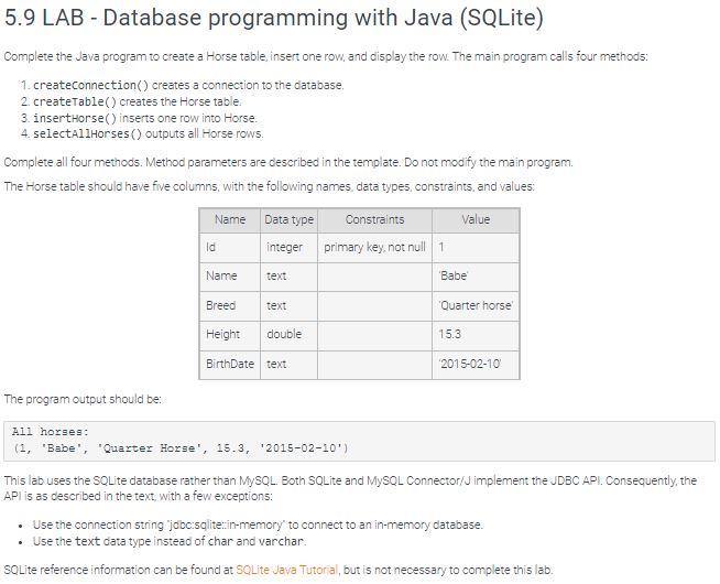 Solved import java.sql. public class LabProgram Chegg