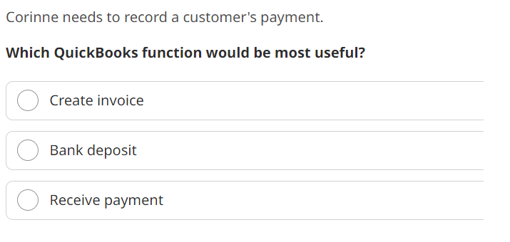 Solved Corinne needs to record a customer's payment. Which | Chegg.com