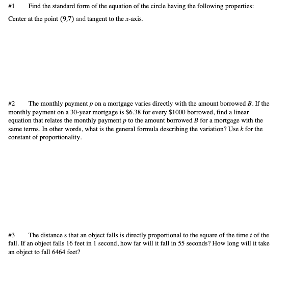 Solved #1 Find the standard form of the equation of the | Chegg.com