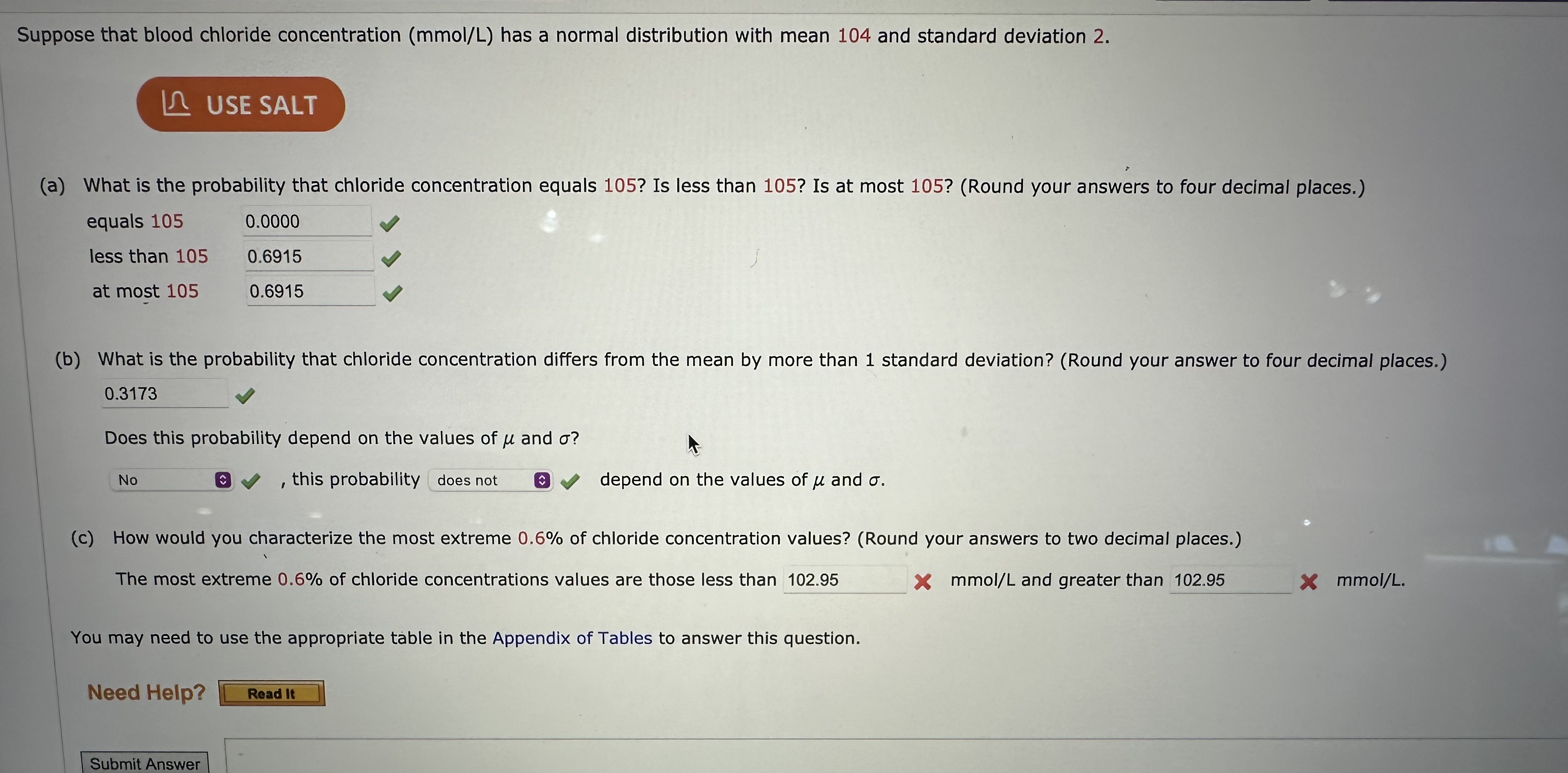 Solved Suppose that blood chloride concentration ( mmol/L )
