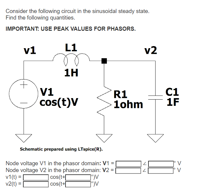 Solved Consider the following circuit in the sinusoidal | Chegg.com