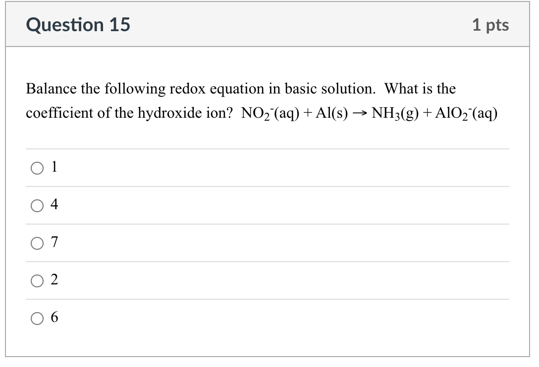 Redox Equation In Basic Solution
