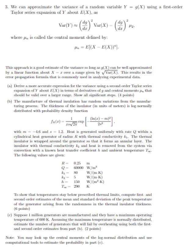 Solved 3. We can approximate the variance of a random | Chegg.com