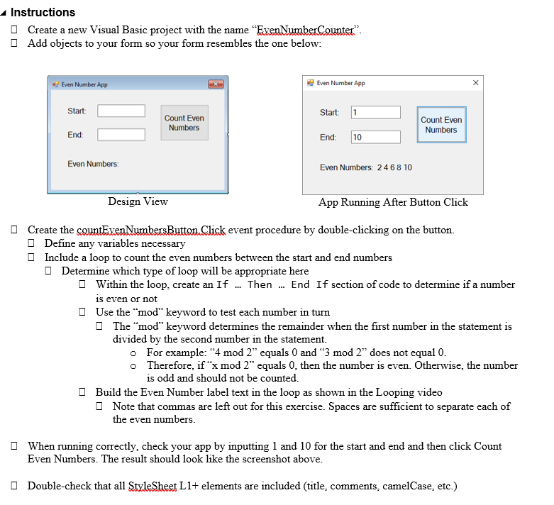 Solved Instructions Create A New Visual Basic Project With | Chegg.com