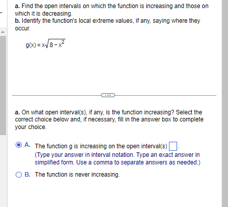 Solved a. Find the open intervals on which the function is | Chegg.com