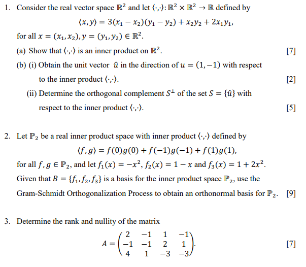 Solved 7 1 Consider The Real Vector Space R2 And Let Chegg Com