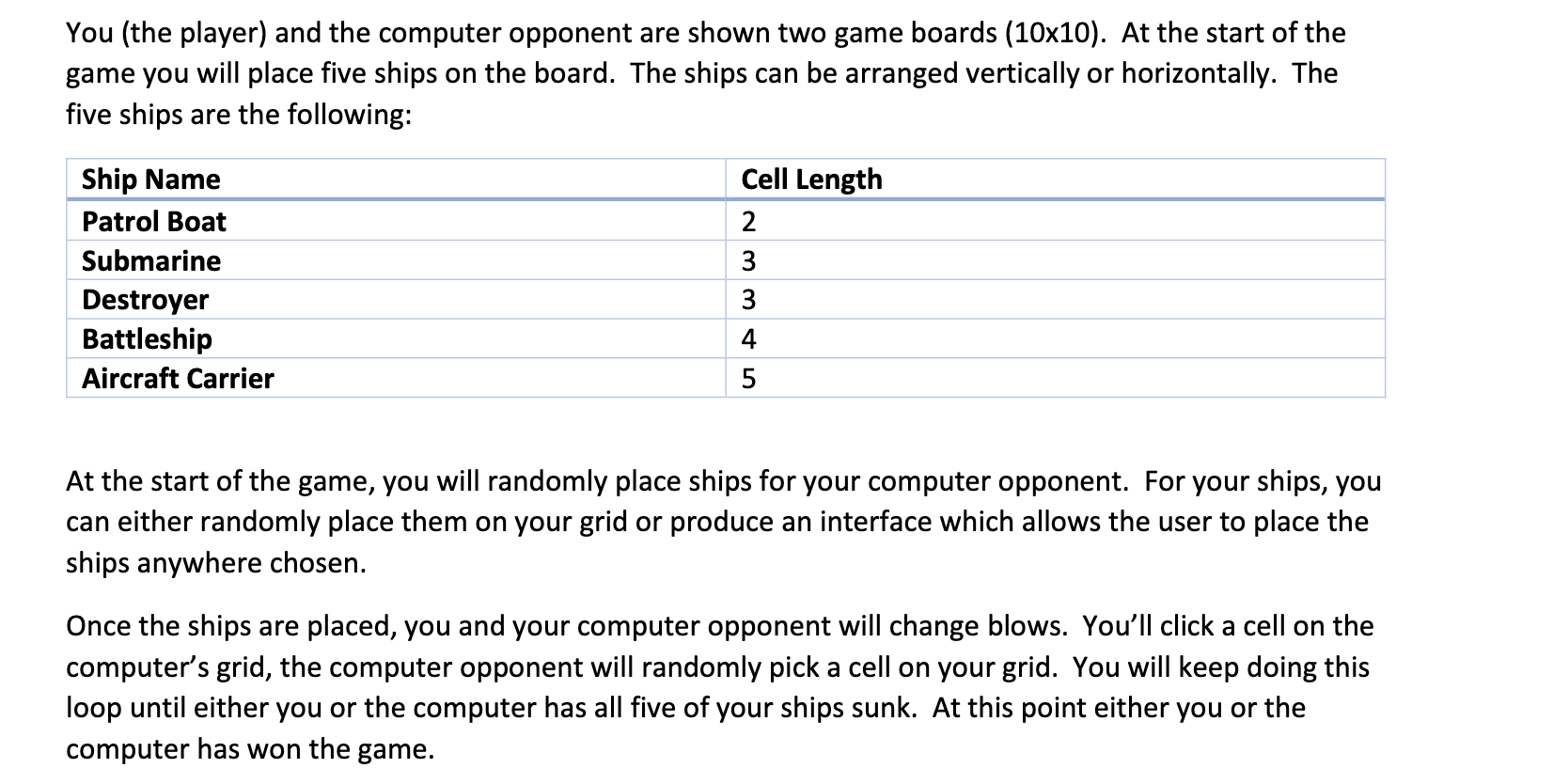 Solved Battleship Problem 60pts The Game Of Battleship Is Chegg Com   Php4Ozkq3