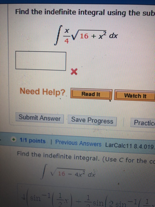 Solved Find the indefinite integral using the substitution | Chegg.com