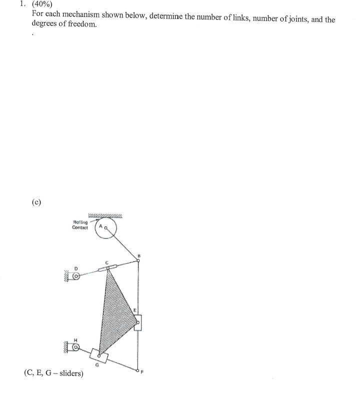 Solved 1. (40%) For each mechanism shown below, determine | Chegg.com