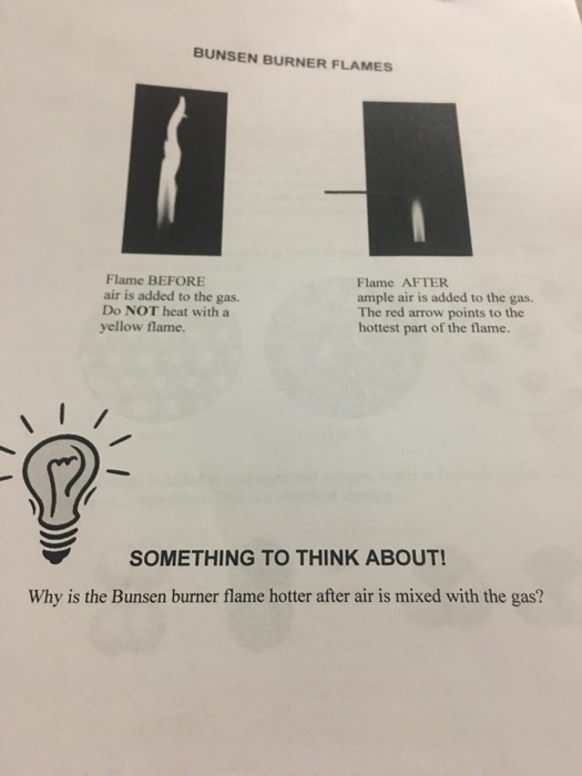 (Solved Homework) Why is the Bunsen burner flame hotter after air is