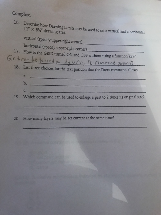 Solved Complete. 16. Describe how Drawing Limits may be used