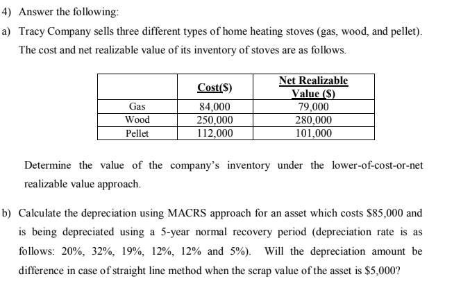 Solved 4) Answer the following: a) Tracy Company sells three | Chegg.com