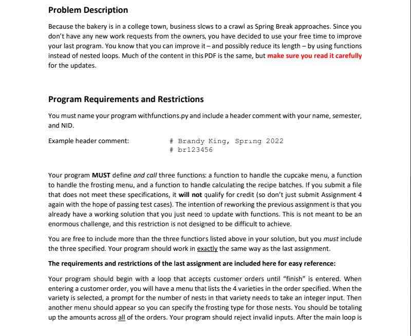 Solved For this python assignment, the code must contain 3 | Chegg.com