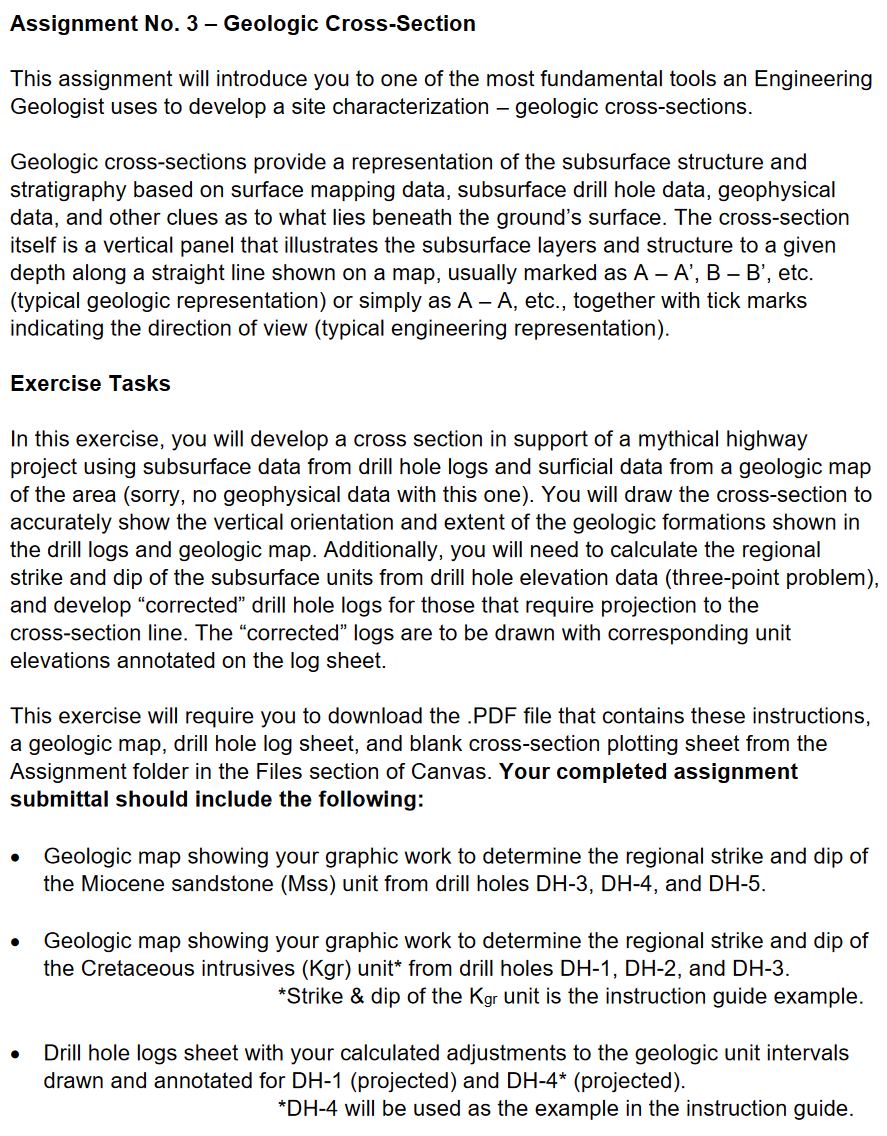 Solved Assignment No. 3 - Geologic Cross-Section This | Chegg.com