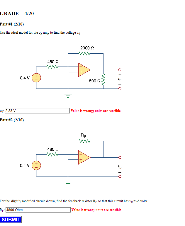 Solved GRADE = 4/20 Part #1 (2/10) Use the ideal model for | Chegg.com