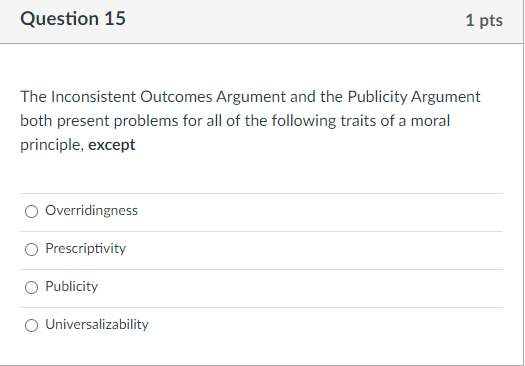 The Inconsistent Outcomes Argument and the Publicity | Chegg.com
