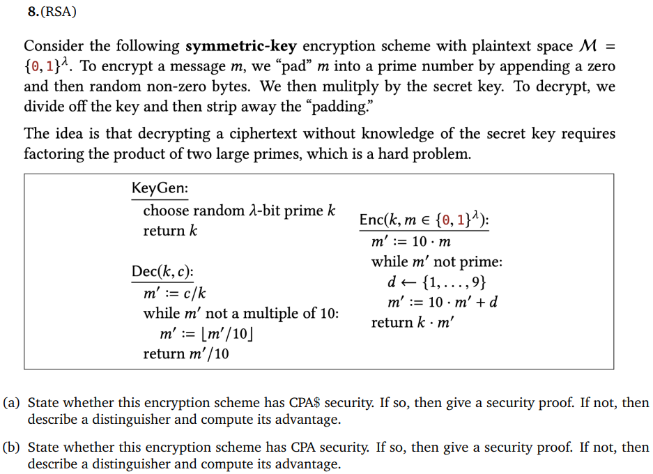 Solved Consider The Following Symmetric-key Encryption | Chegg.com