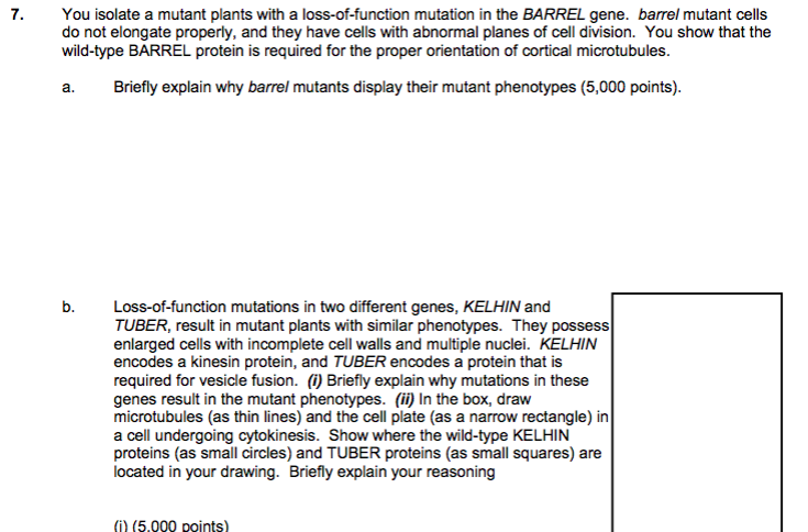 Solved 7. You isolate a mutant plants with a | Chegg.com