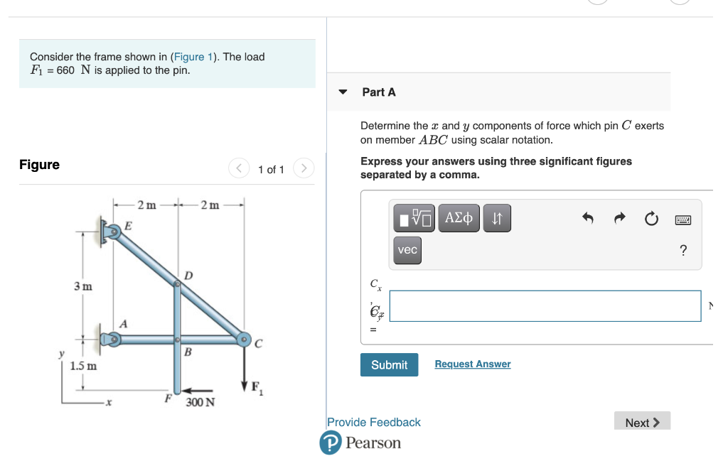 Solved Consider the frame shown in (Figure 1). The load F1 = | Chegg.com