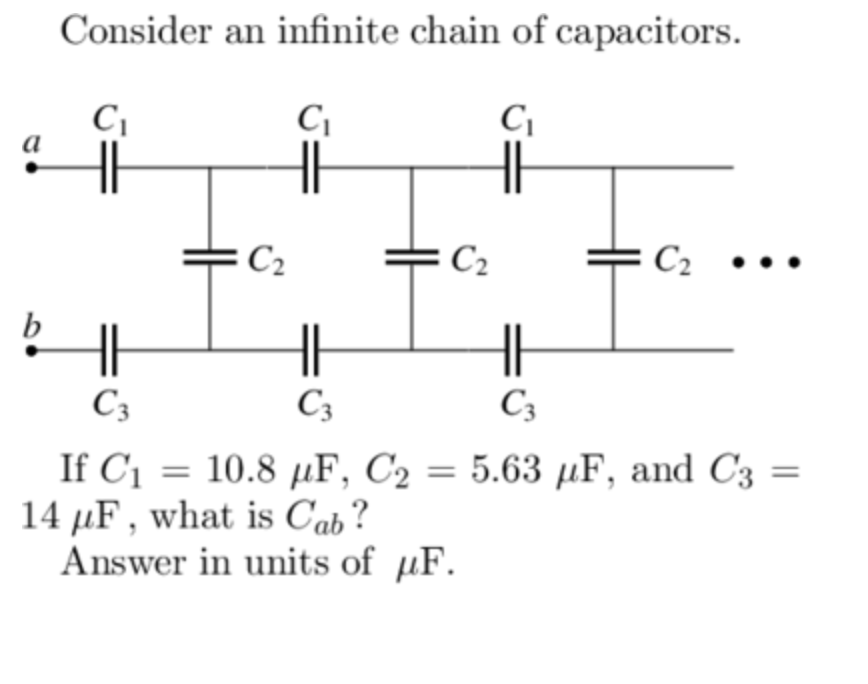 Solved Consider an infinite chain of capacitors. If