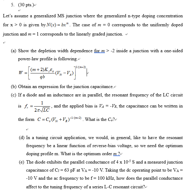 5 30 Pts Let S Assume A Generalized Ms Junctio Chegg Com